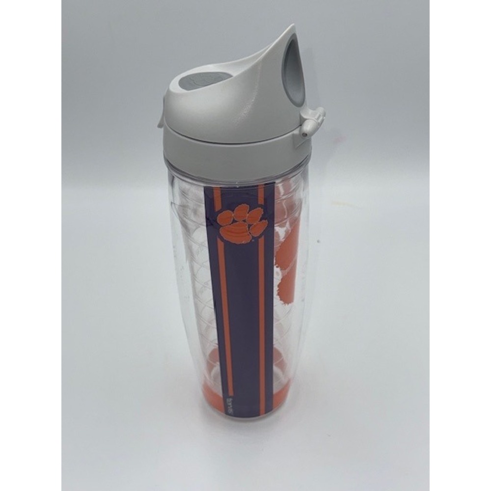 Tervis Clemson Tigers Paw Logo Tumbler Water Bottle Flip Top Lid Orange Grey - Picture 2 of 10